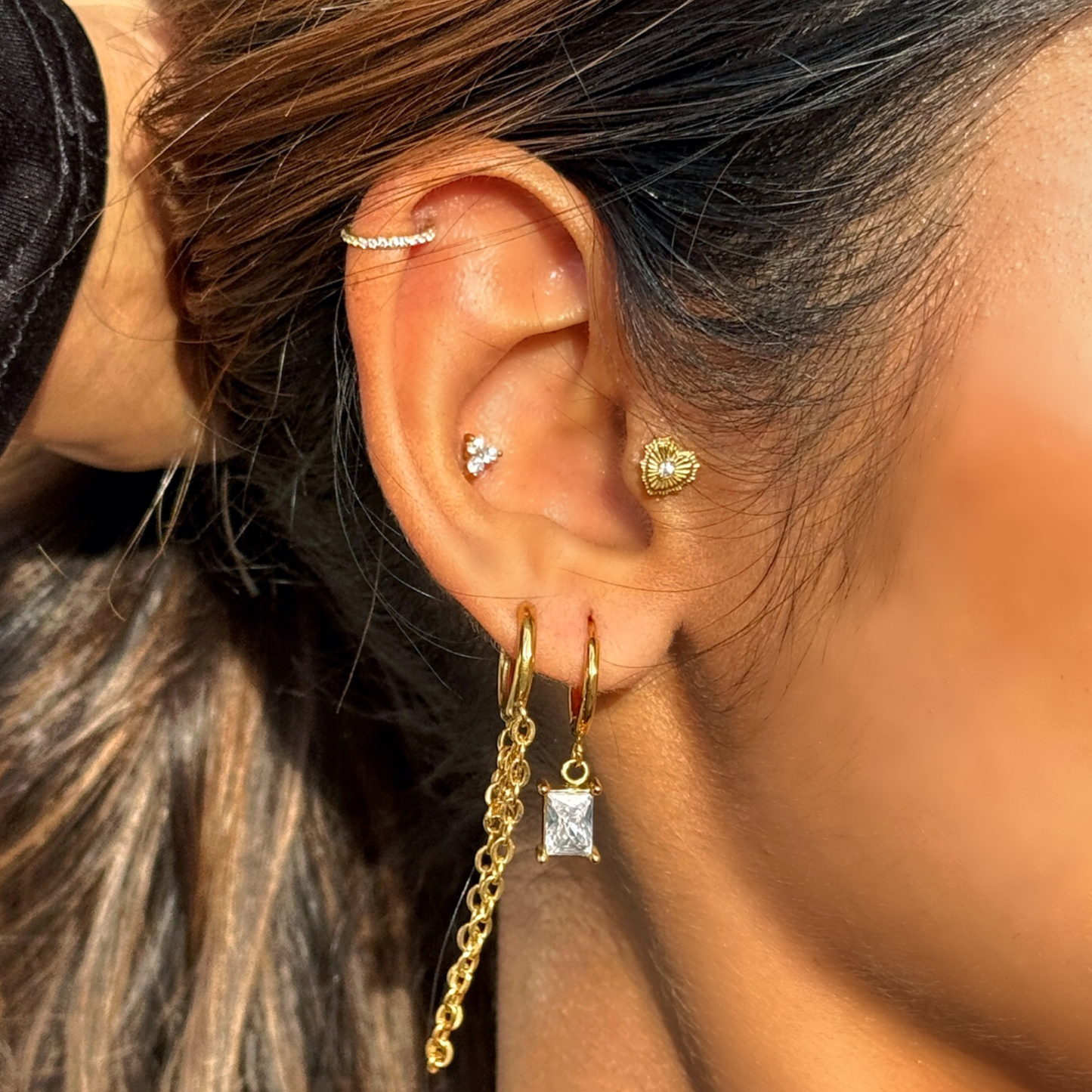 Chantel Baguette Huggie Hoop Earring