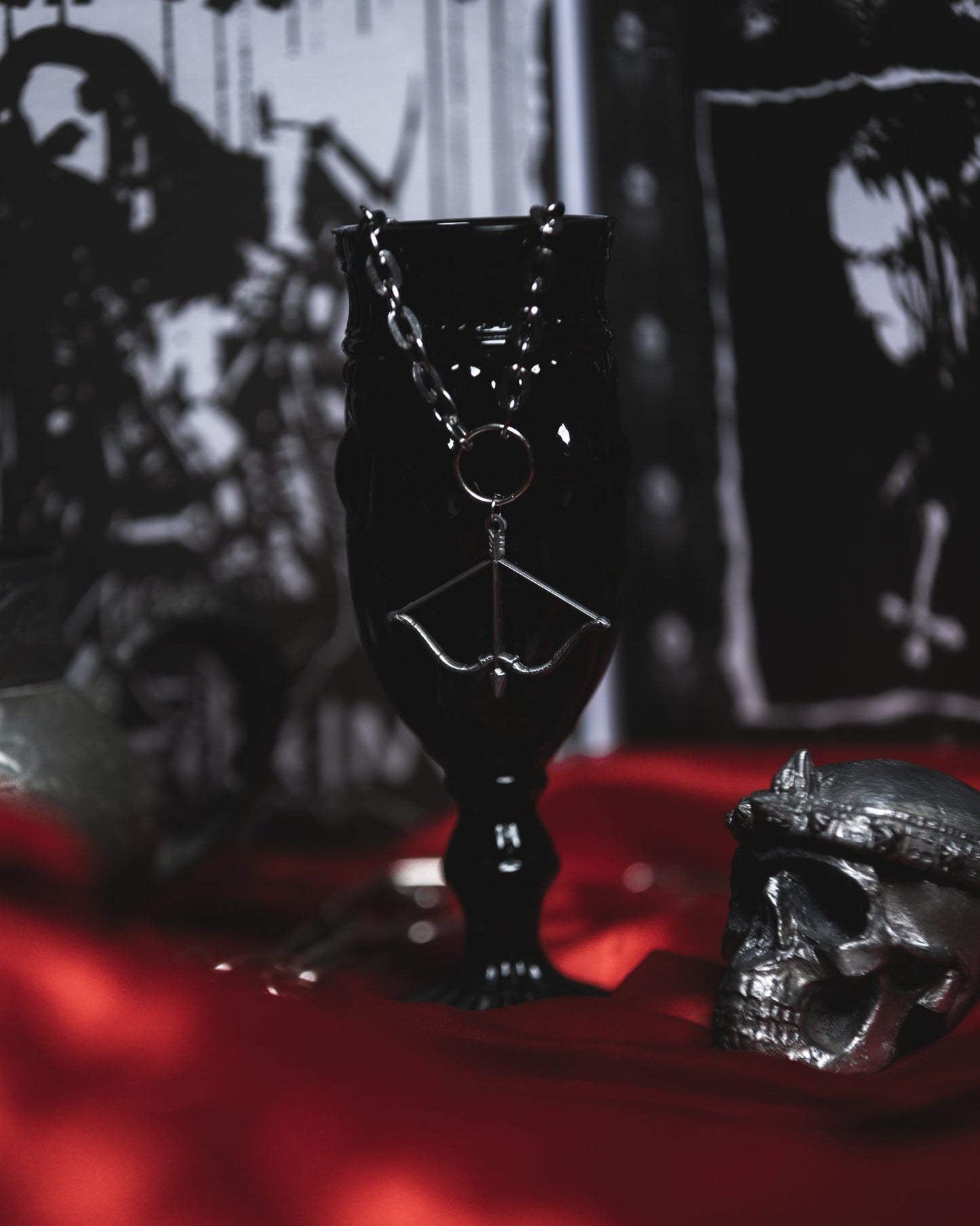 Aether silver bow and arrow choker styled with a black top, The Pretty Cult