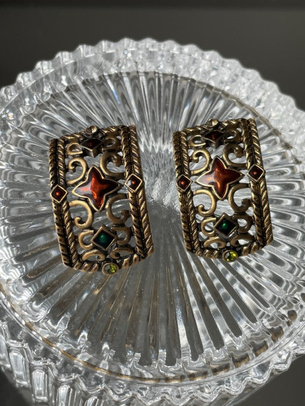 Florence Old Faux Gold  Filigree Cuff Hoop Earrings | Sifides Jewelry
