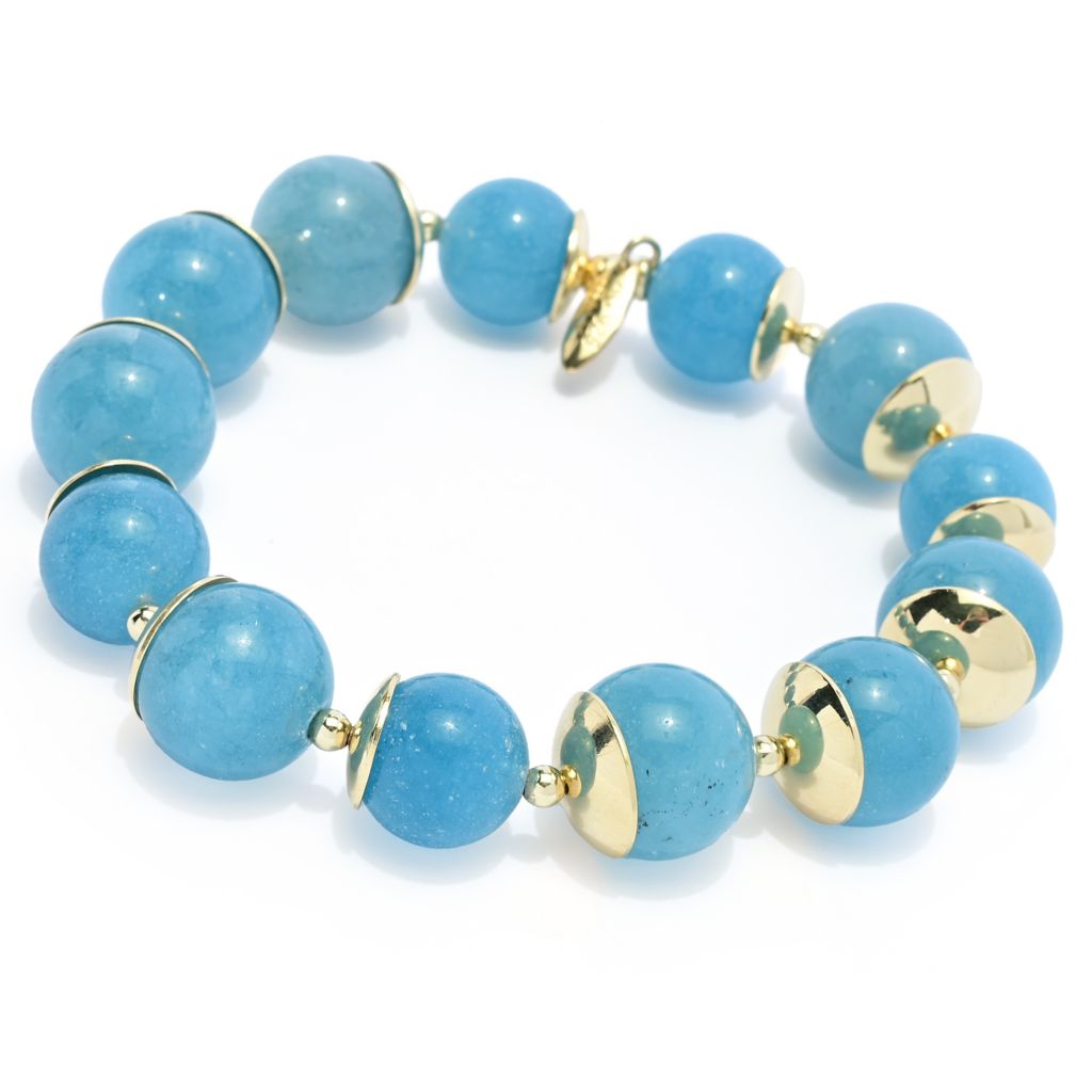 Graziella 23K Gold Plated Choice of Color 13mm Quartz Stretch Bracelet