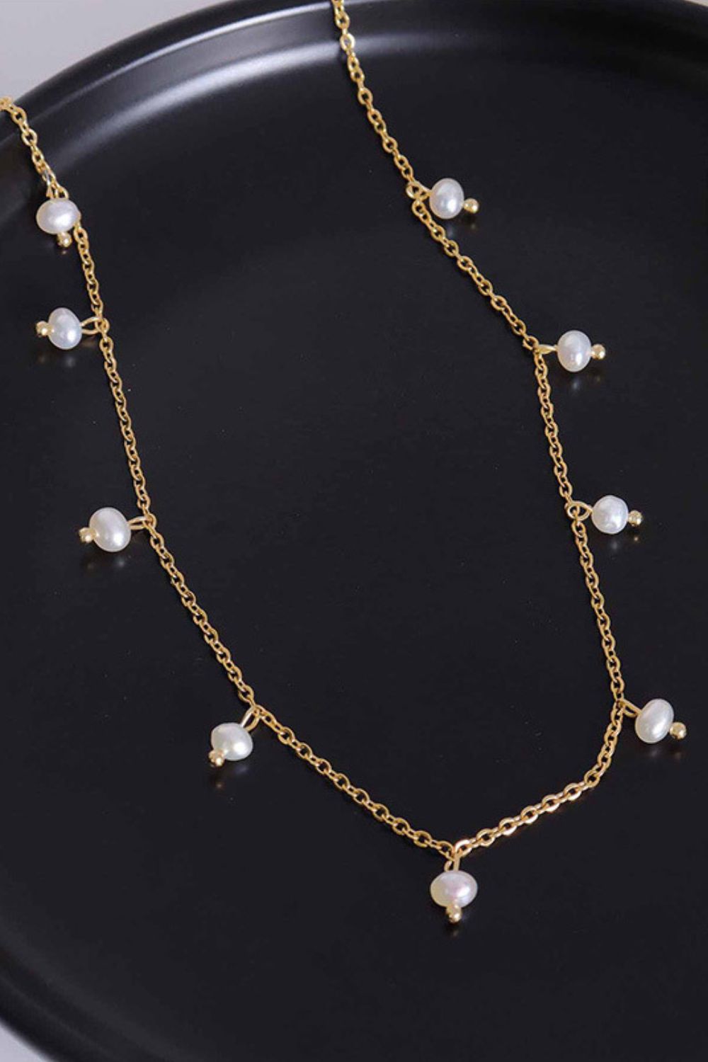 Emma 18K Gold-Plated Titanium Steel Pearl Necklace | Poundton