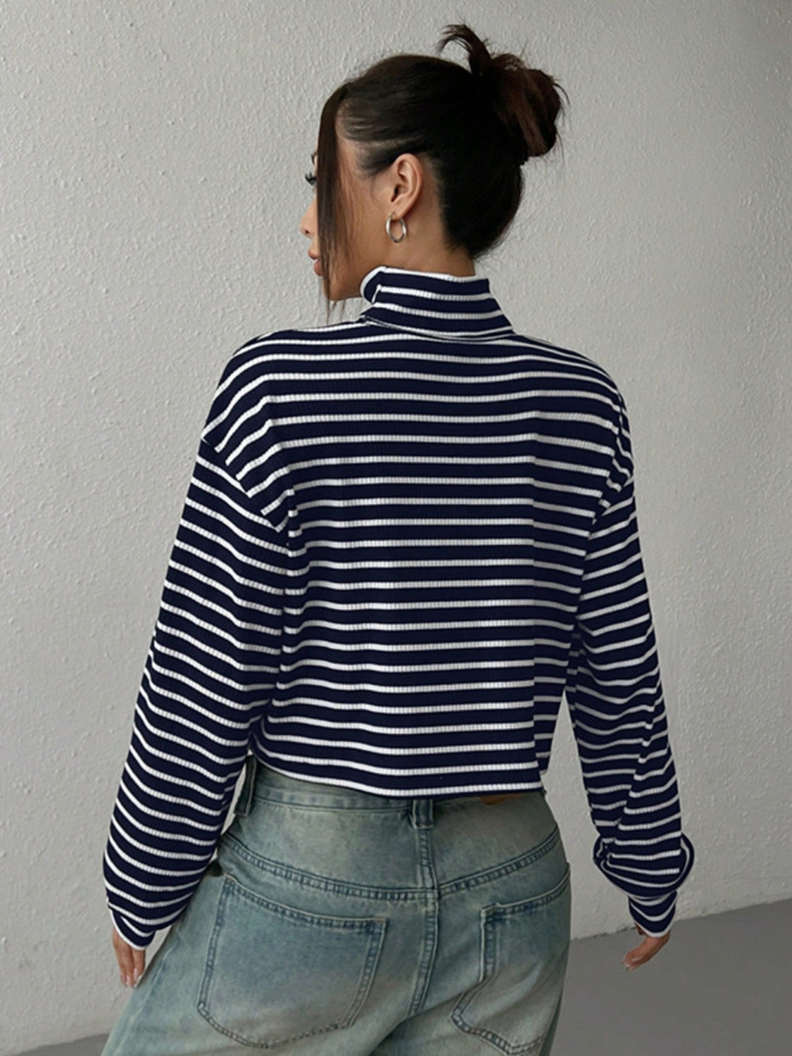 Clara Striped Turtleneck Long Sleeve T-Shirt | Poundton