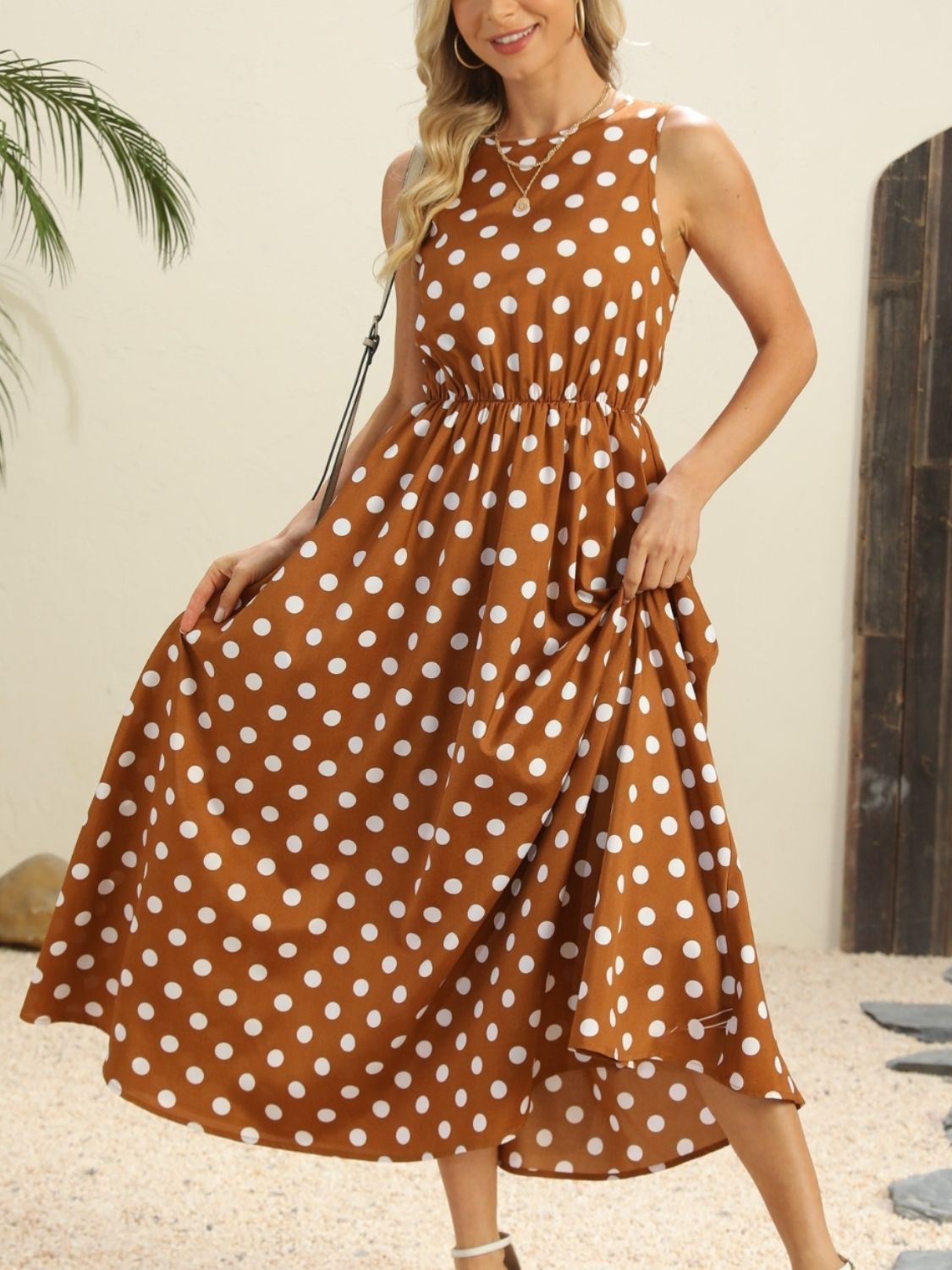 Grace Polka Dot Round Neck Sleeveless Midi Dress | 2 Colors | Poundton pinupgirlclothing.com Grace Polka Dot Round Neck Sleeveless Midi Dress | 2 Colors | Poundton pinupgirlclothing.com