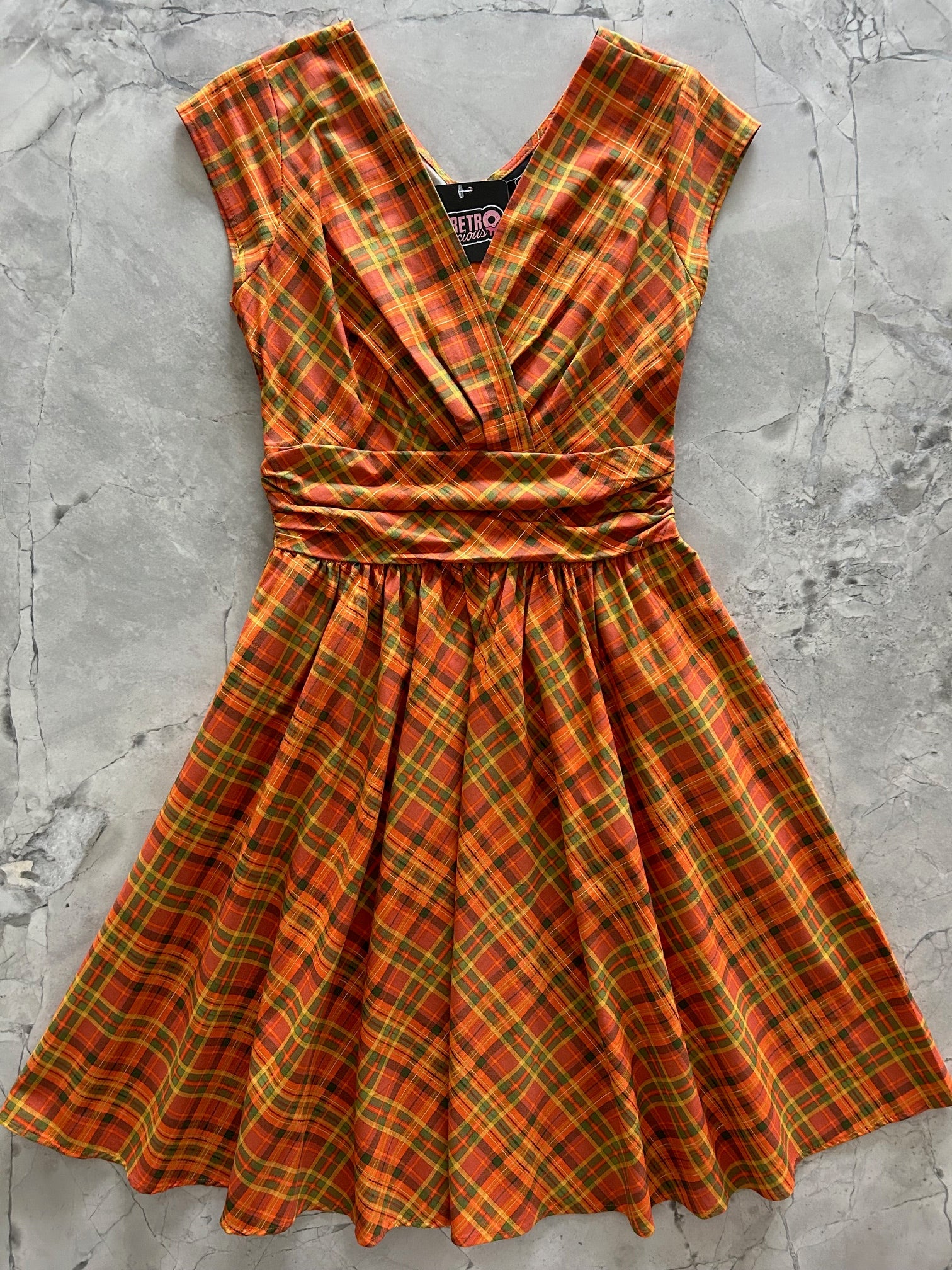 fitted lace wedding dress Orange Plaid Greta Dress