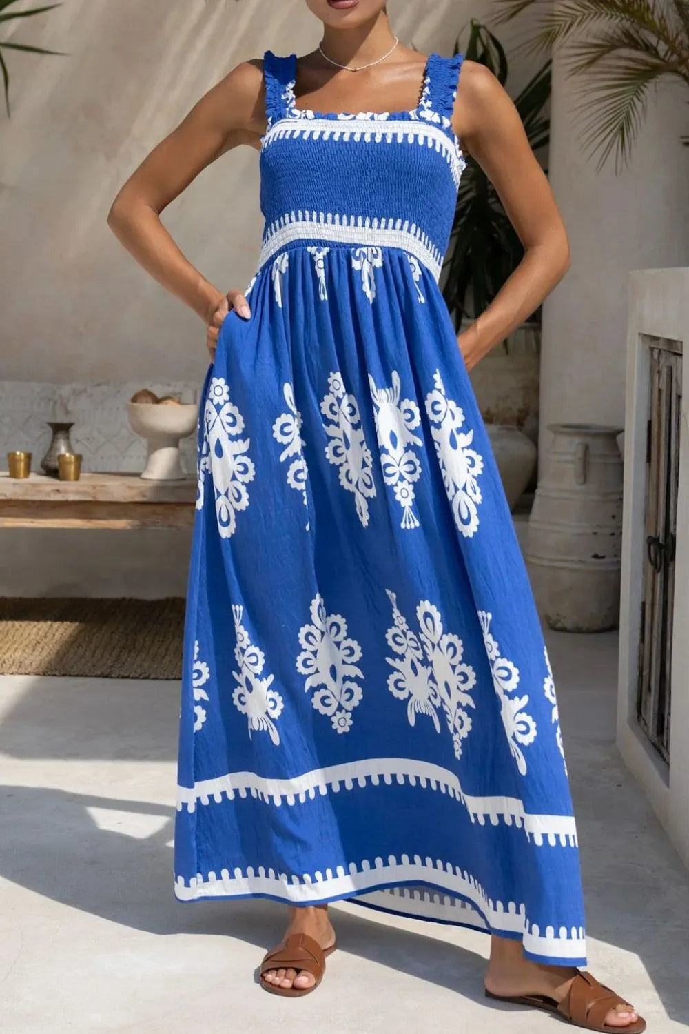 Daydream Printed Square Neck Cami Dress | 3 colors | Poundton Blue / L Daydream Printed Square Neck Cami Dress | 3 colors | Poundton Blue / L