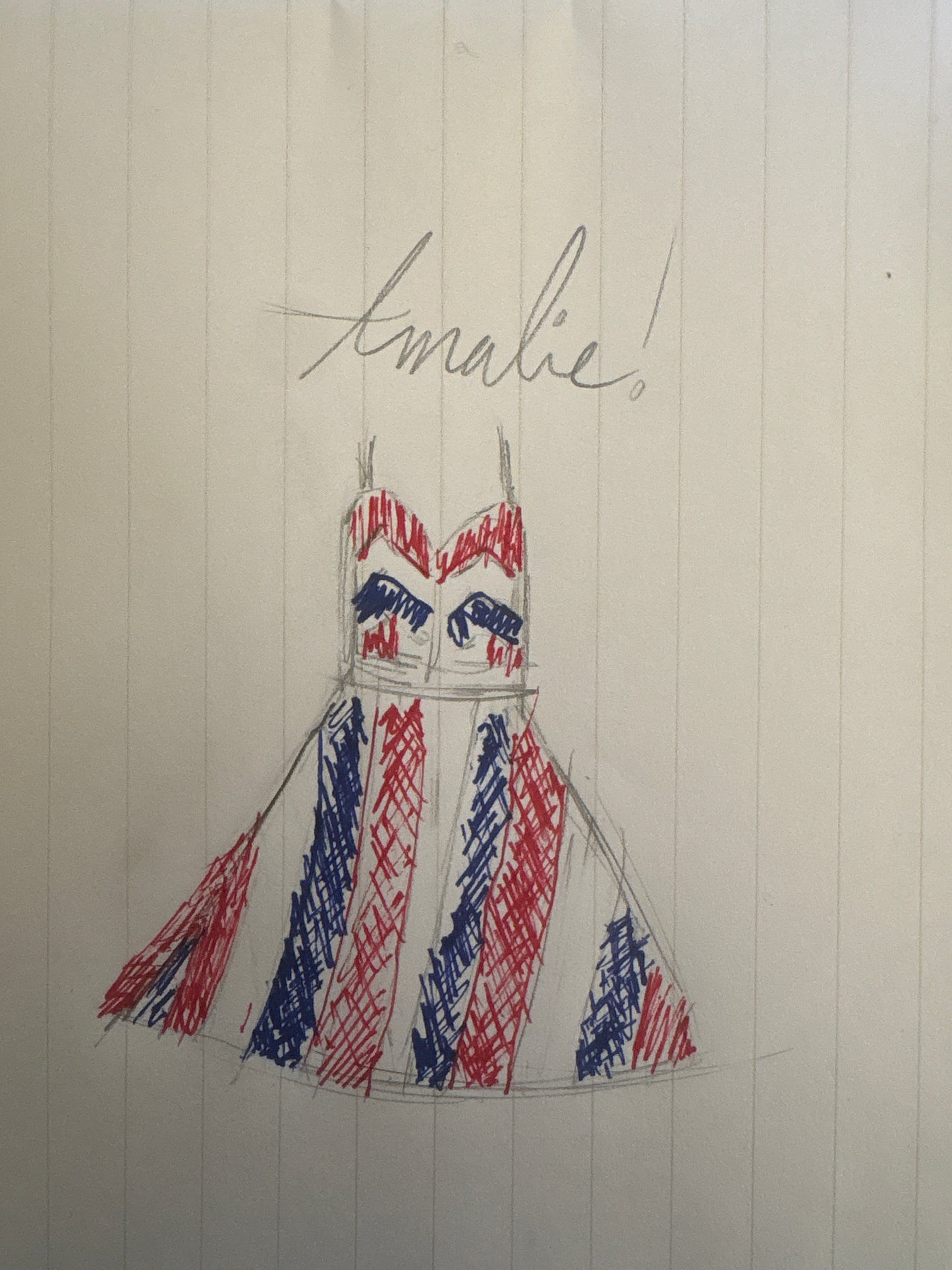 Amalie Ballerina 70's Style Swing Dress in Red White and Blue Mark Stripe