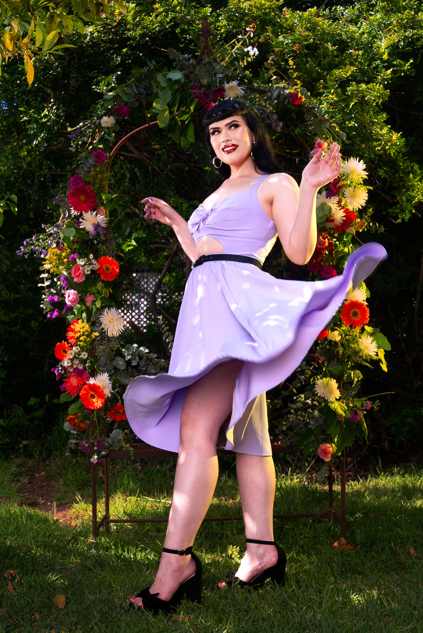 Renee Swing Dress in Lilac Stretch Crepe | Pinup Couture