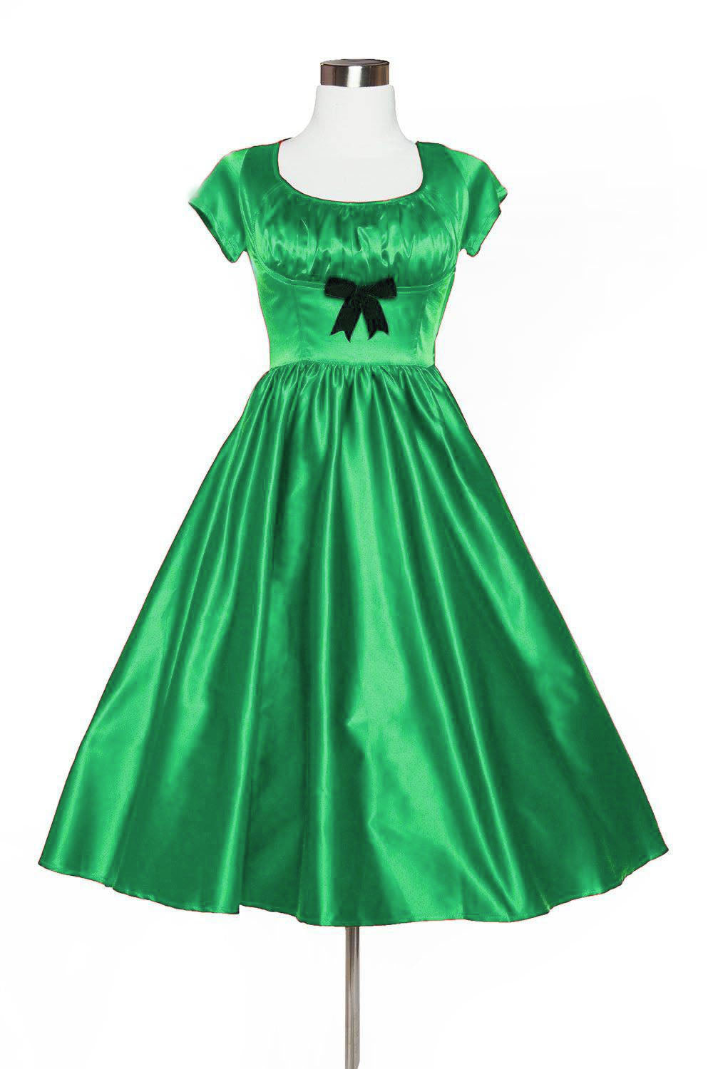 Evelyn Vintage Cocktail Dress in Red Bridal Satin | Pinup Couture