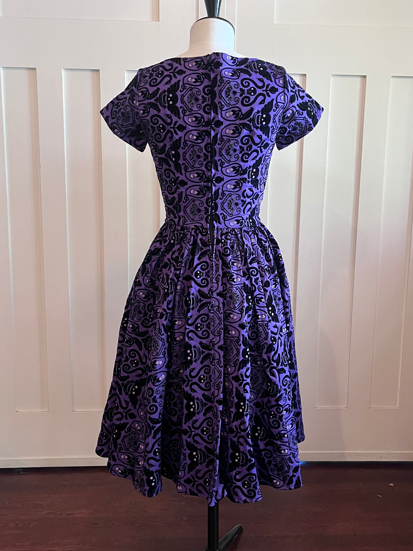 Deedee Swing Dress in Purple Flocked - ORIGINAL SAMPLE