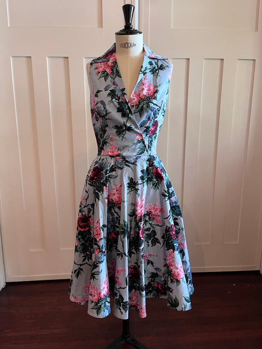 Edie Sleeveless Swing Dress in Bella Roses - ORIGINAL SAMPLE