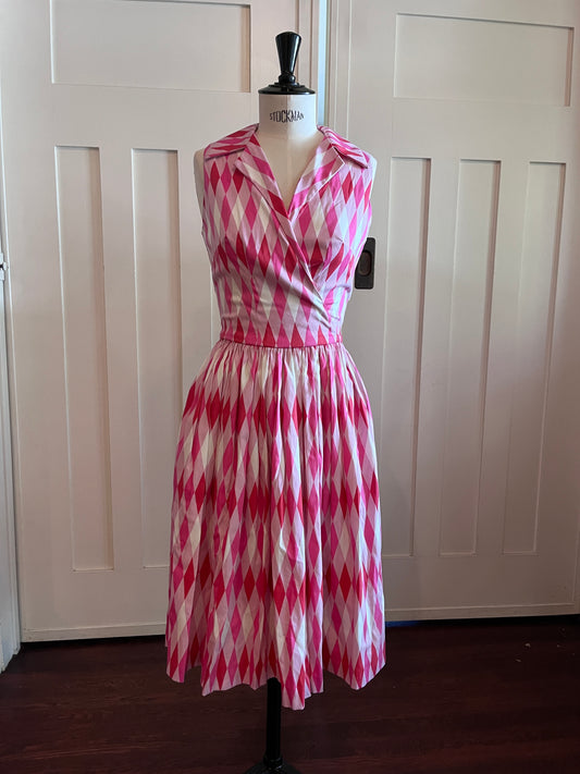 Sleeveless Edie Dress in Valentine Harlequin - ORIGINAL SAMPLE