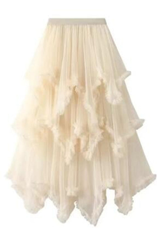 Layered Mesh High Waist Skirt
