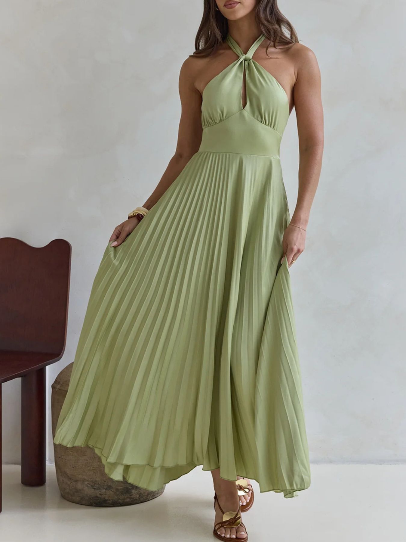 Pastel Reverie Halter Maxi Dress