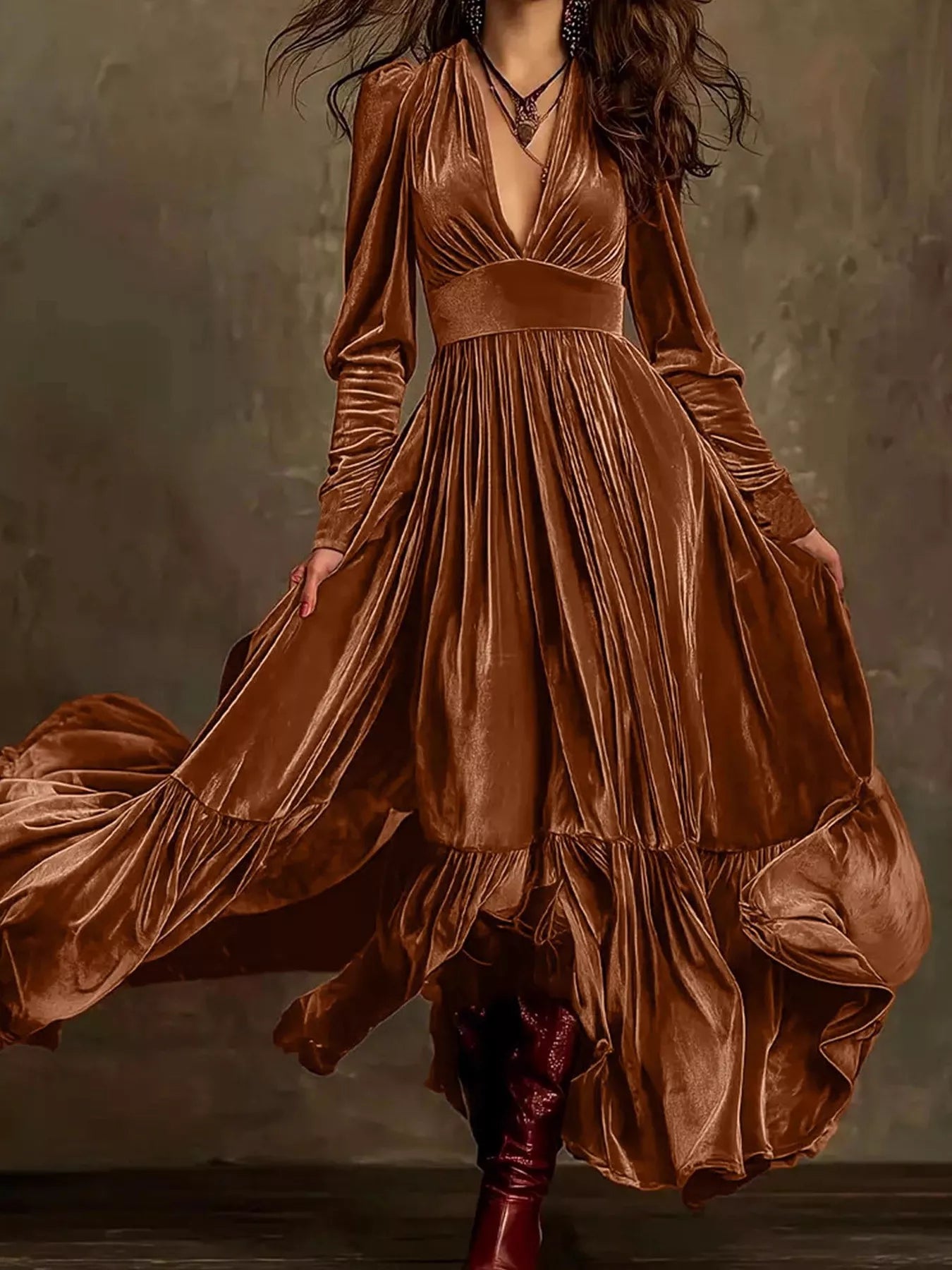 dakota maxi dress Dakota Velvet Ruffle Maxi Dress