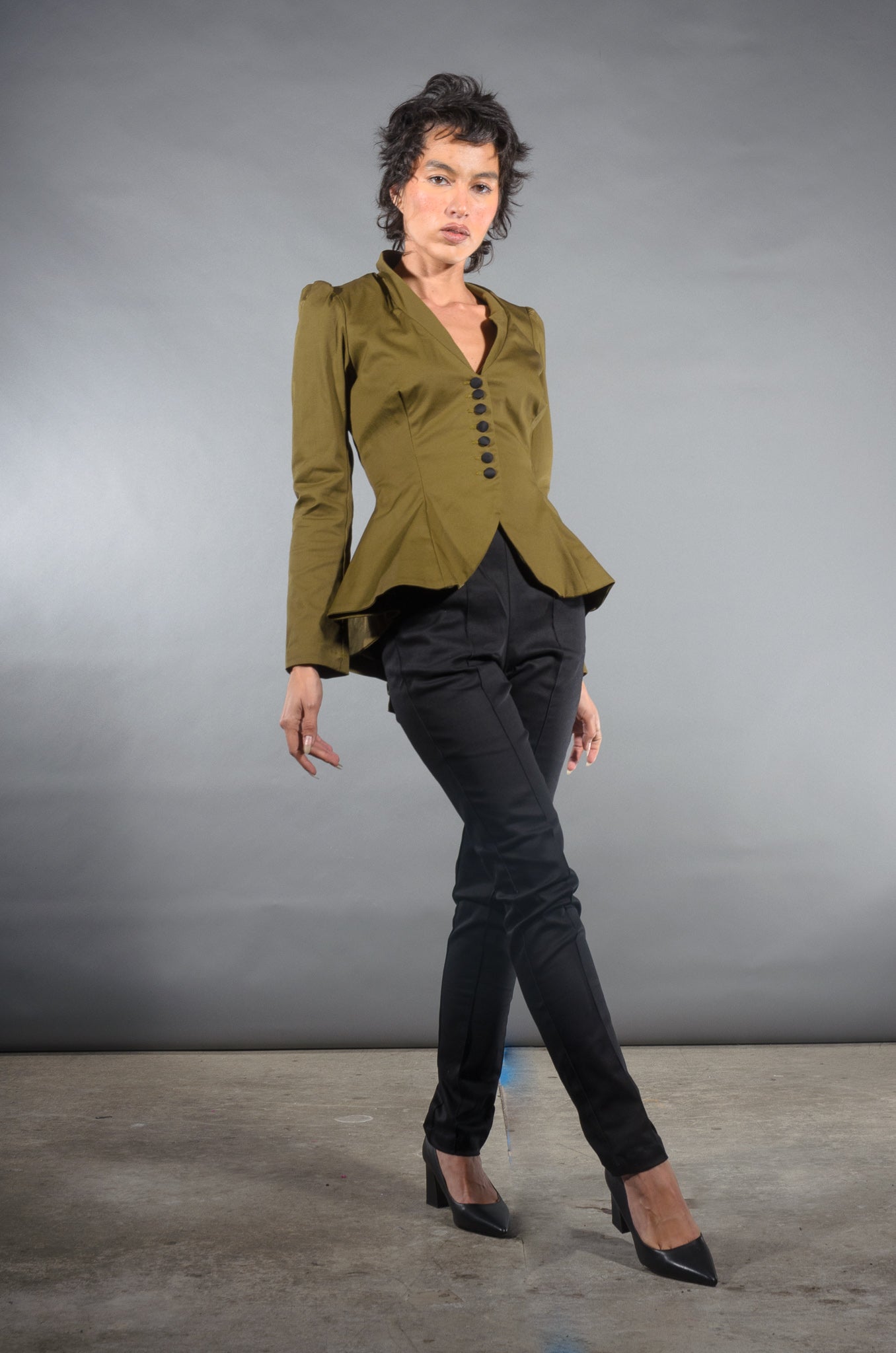 Morgana Jacket in Olive Twill | Laura Byrnes Design