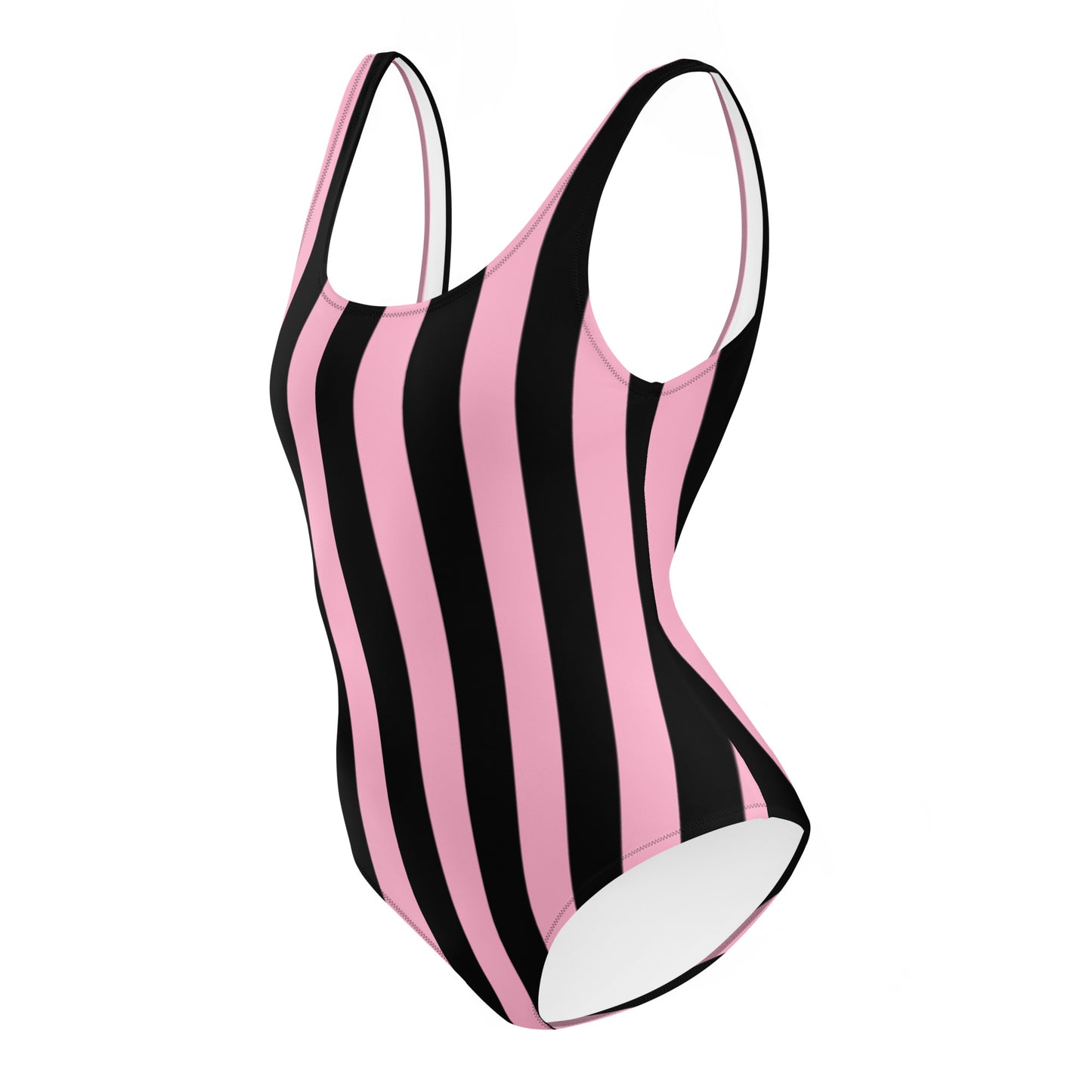 Rory Cotton Candy & Black Mark Stripe One-Piece Swimsuit | Pinup Couture Swim