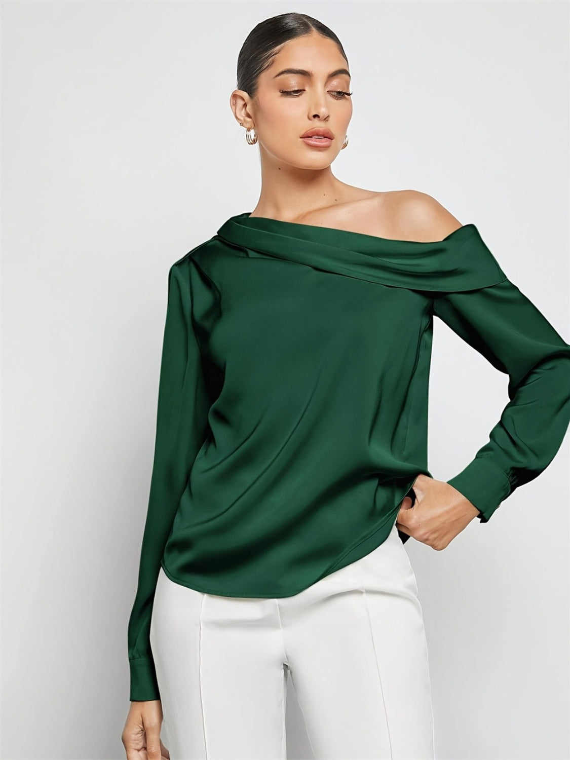 Side Piece Wide Collar Off-Shoulder Top | Poundton