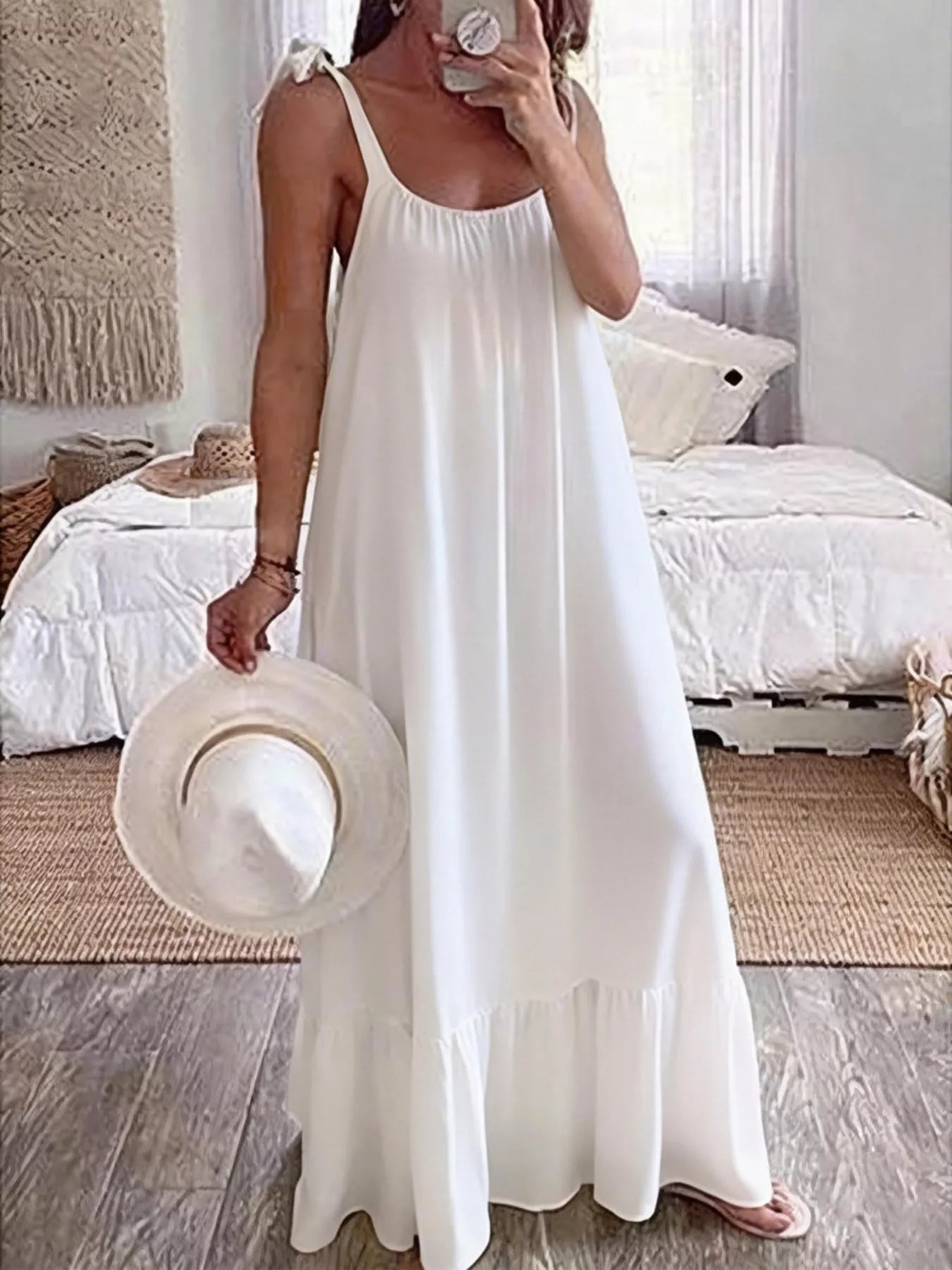 Tie-Strap Flowy Maxi Dress