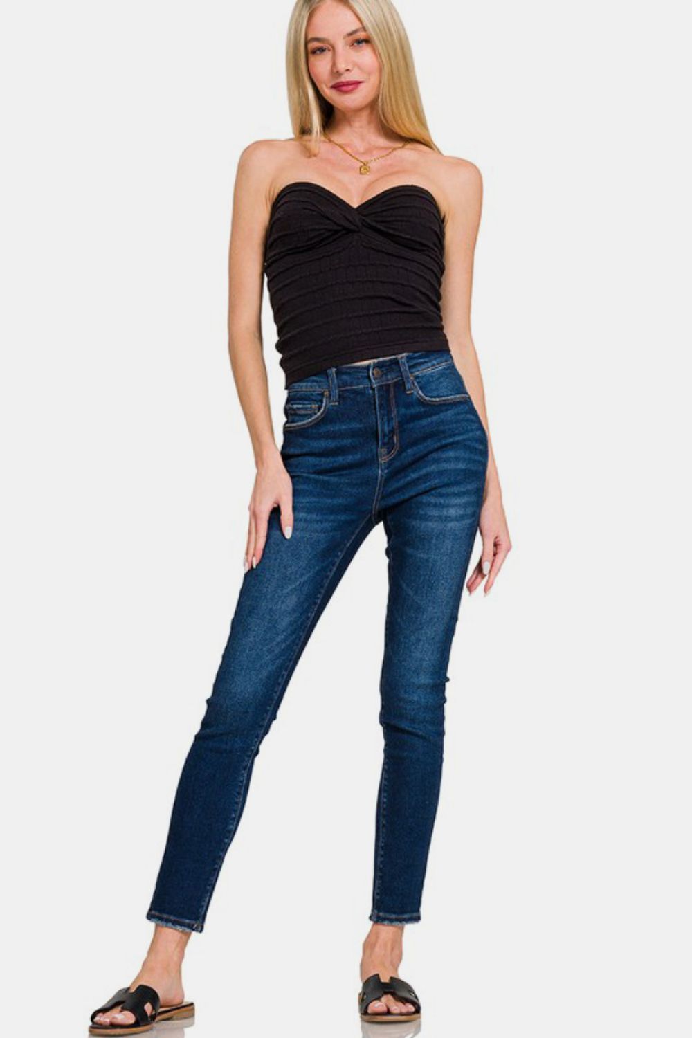 Zenana Ruched Twisted Sweetheart Tube Top | Poundton