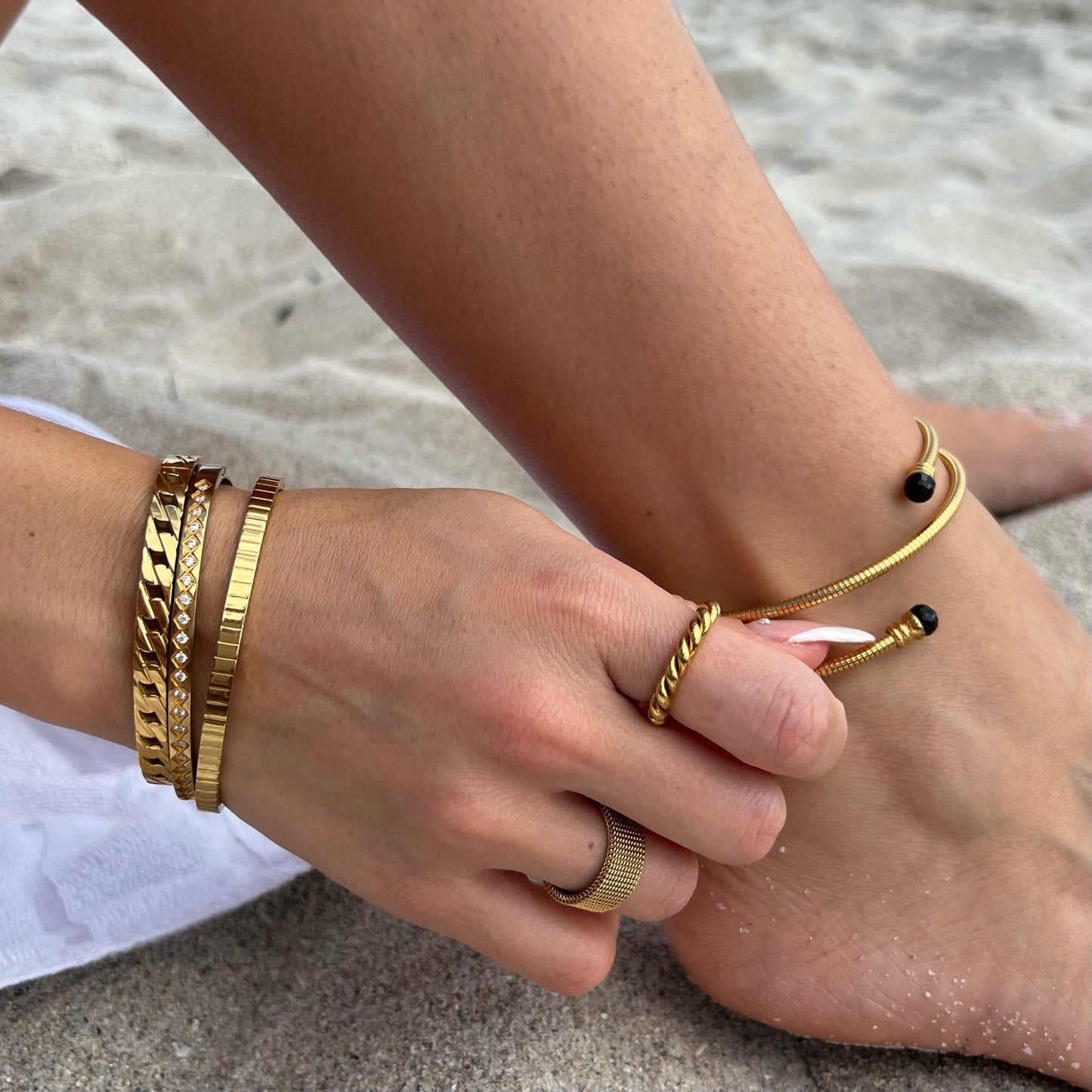 Kyle Bangle Bracelet | Gold and Silver