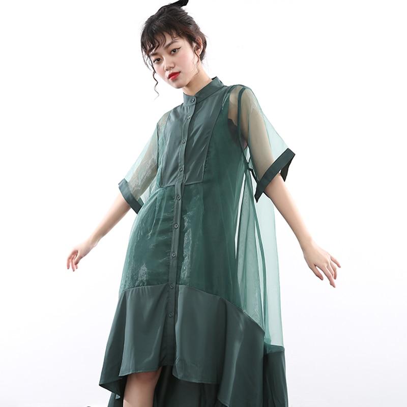 irregular shirt dress Lace-up Solid Color Waist Long Sleeve Irregular Shirt Dress  nap loungewear