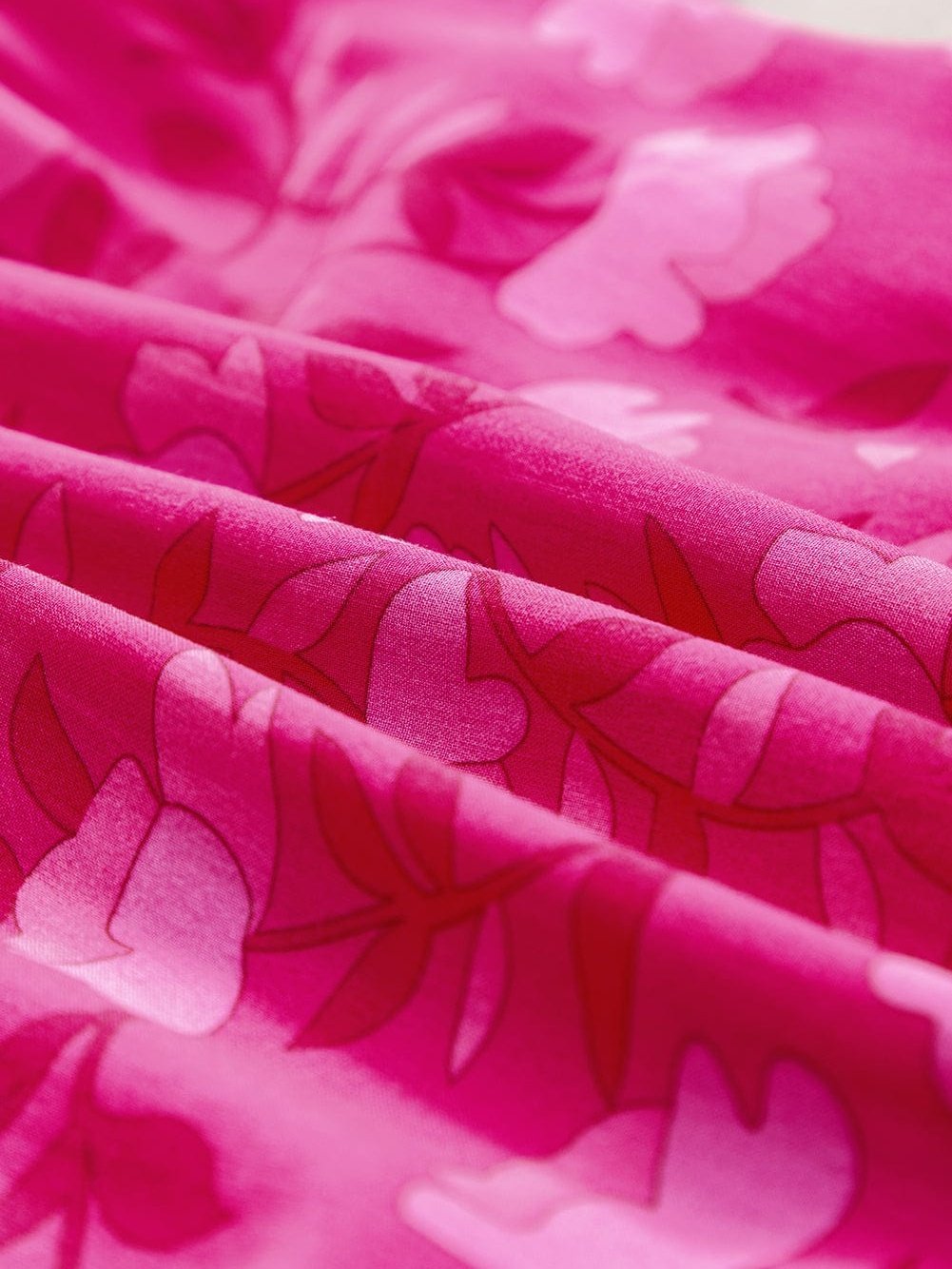 Fuchsia Rose Puff Midi Dress