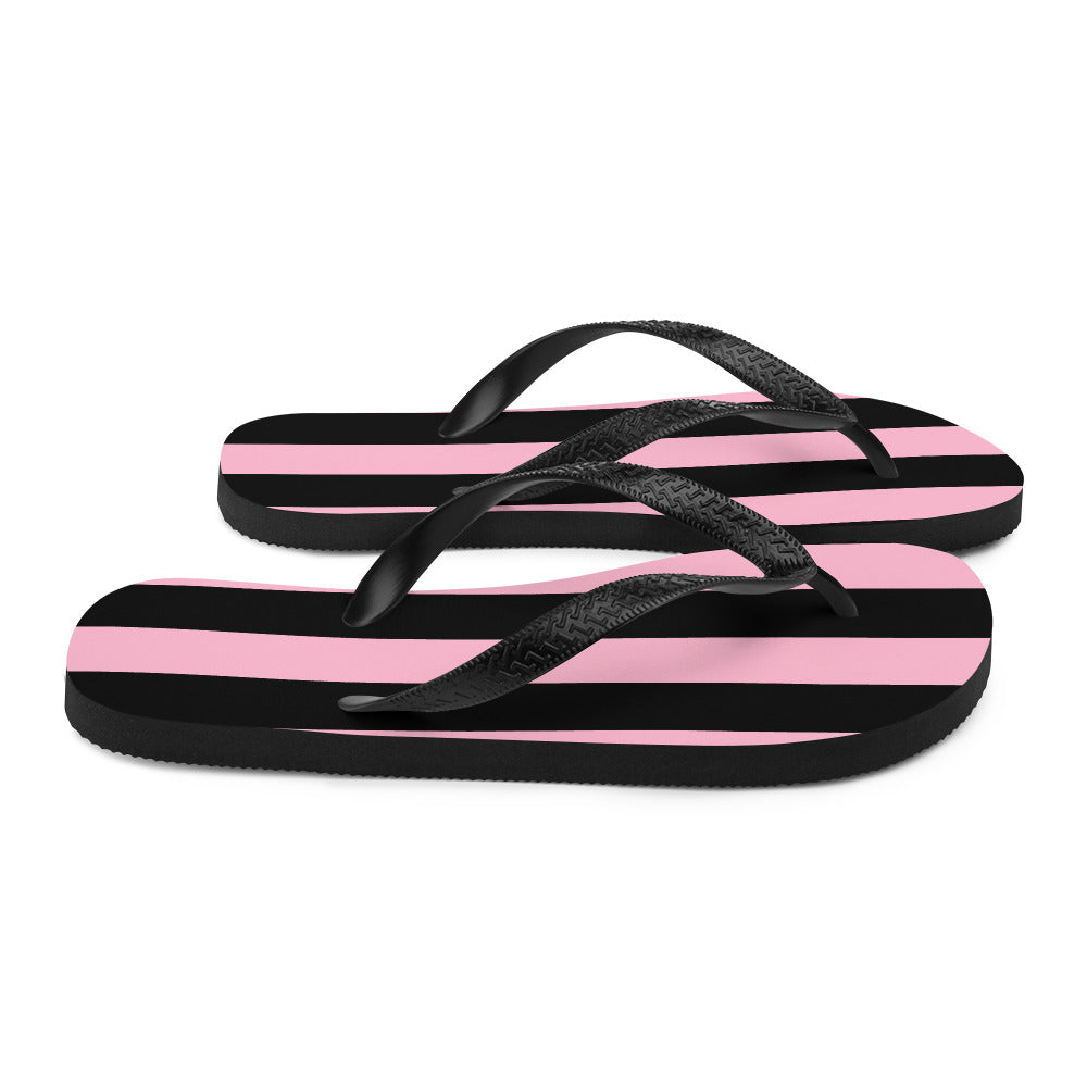 Amie Thong Flip-Flop Beach Sandals in Cotton Candy Mark Stripe | Pinup Couture Relaxed
