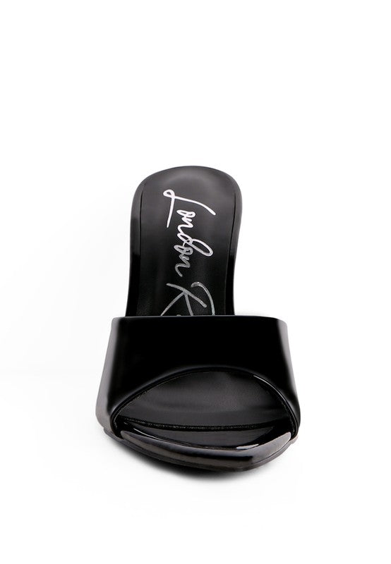 Bad Girl Faux Patent Vintage Stiletto Mule Heels  in Solid Black or Beige | Rag Company