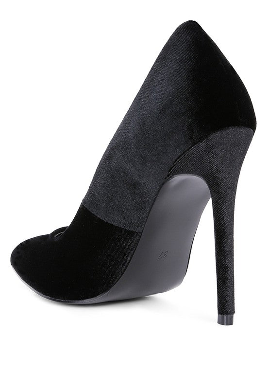 Lilith Velvet Stiletto High Heel Pumps in Grey, Black, or Burgundy | Rag & Company