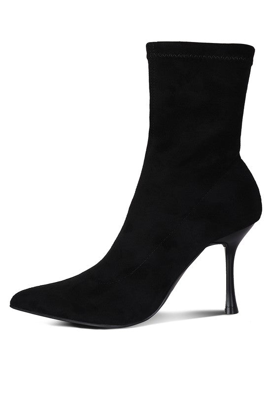 black suede stretch boots