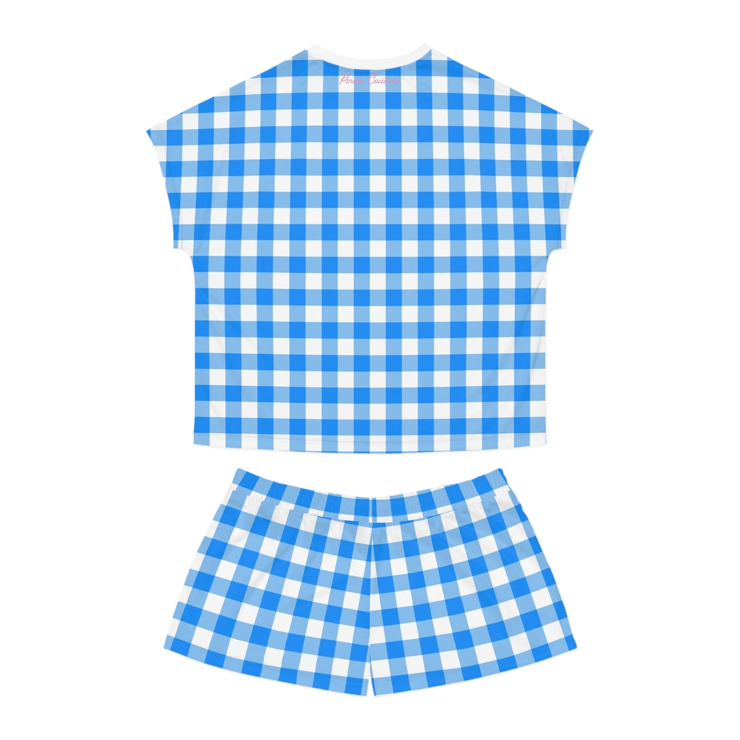 TGIF Sleepover PJs in Beyond Blue Gingham Tee & Pajama Shorts-Set | Pinup Couture Relaxed