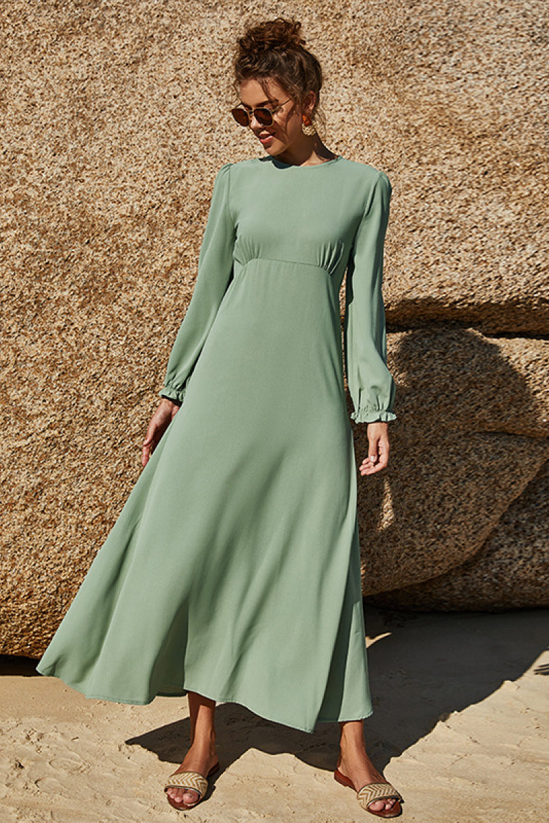 flounce long sleeve maxi dress Voluminous maxi dress with flounce sleeves :: LICHI