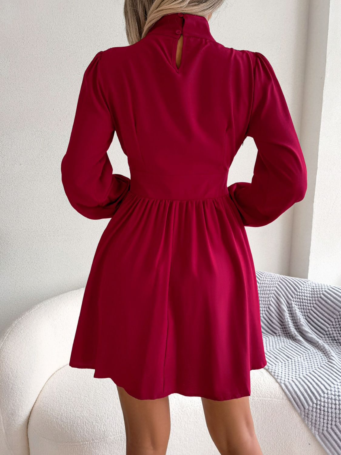 Jennifer Cutout Turtleneck A-Line 80s Swing Mini Dress | 3 Colors