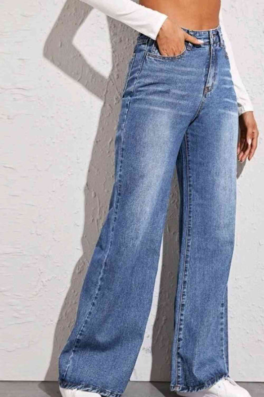 Jersey Girl 70's High Waist Wide Leg Denim Jeans