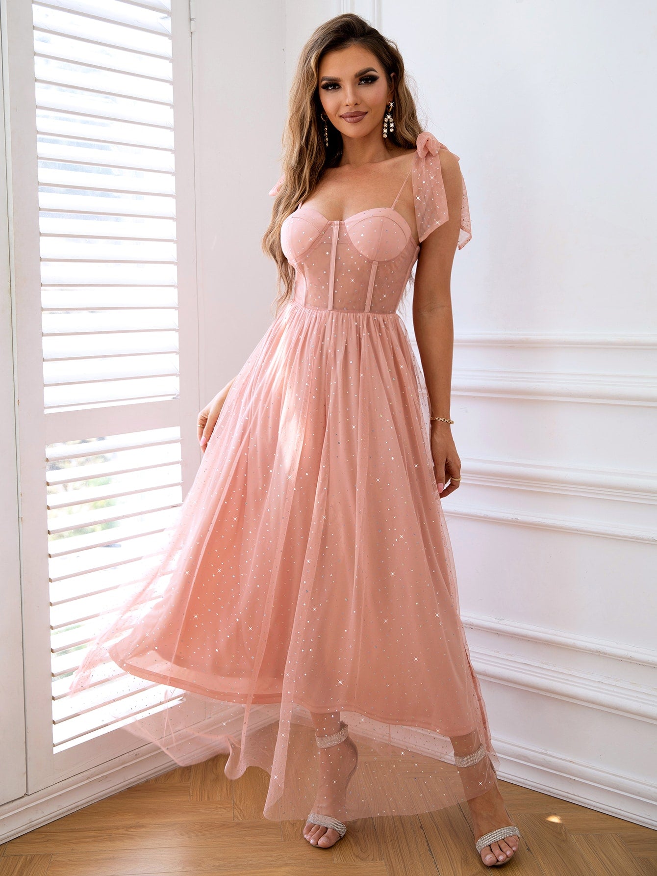 Baby in a Corner Tulle Mesh Bustier Party Dress in Pink