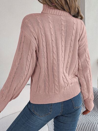 Camilla Teatime Turtleneck Cable Knit Long Sleeve Sweater | 3 Colors | Poundton