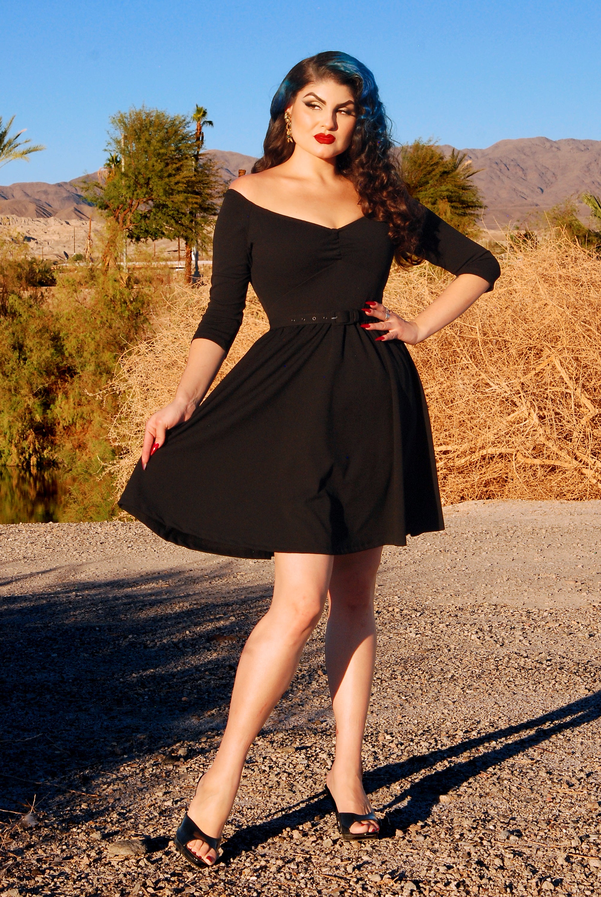 Pinup Girl Clothing | Kayla Swing Dress in Black