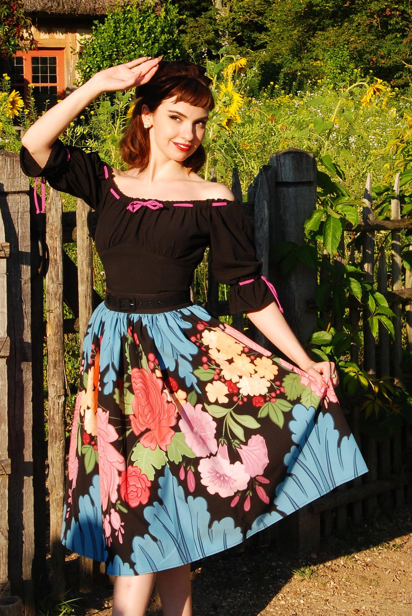 Chérie Peasant Top in Black | Laura Byrnes Designs - pinupgirlclothing.com