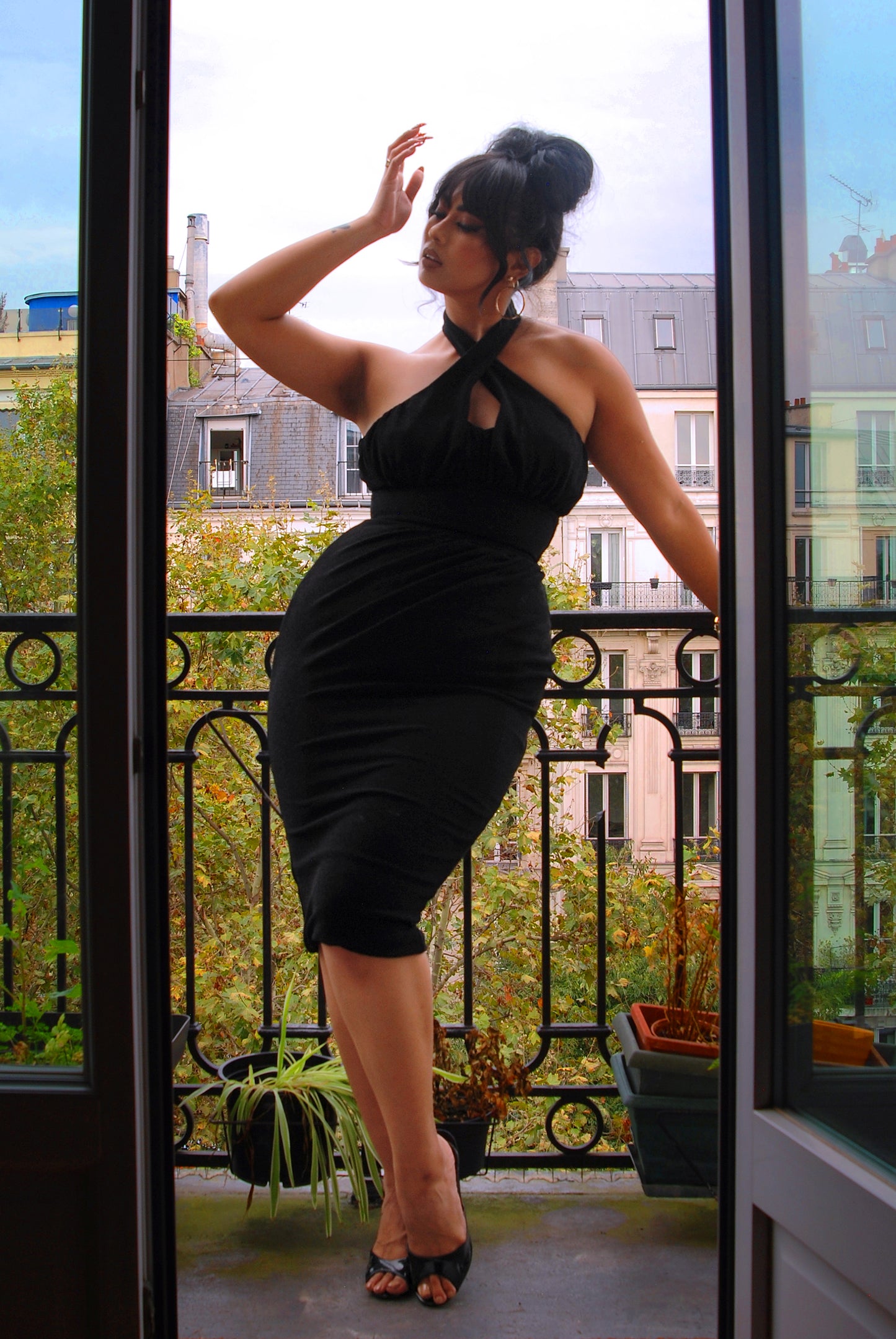 Malia Wiggle Dress in Black Lurex | Laura Byrnes Designs