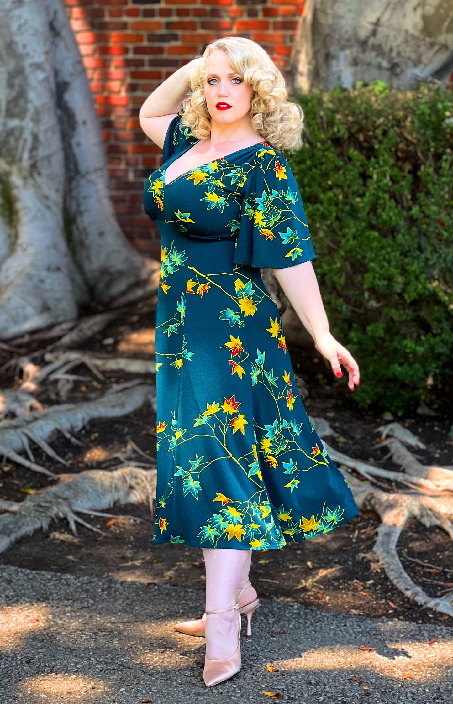 Viva Dress in Falling Leaves Crepe | Laura Byrnes Designs