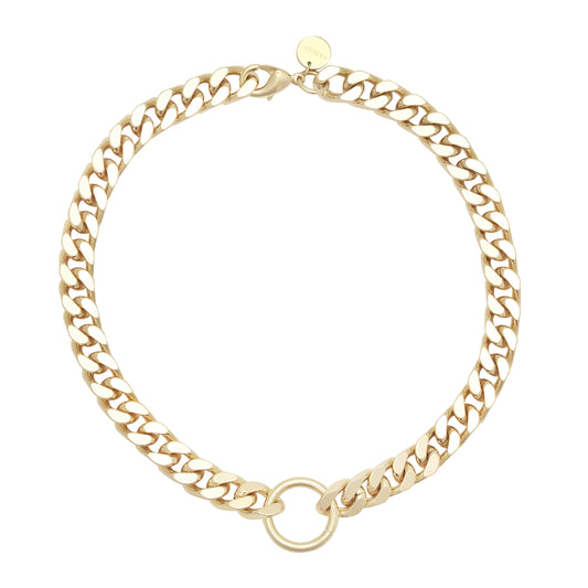 Tate O-Ring Curb Chain Necklace in Gold or Silver | eklexic