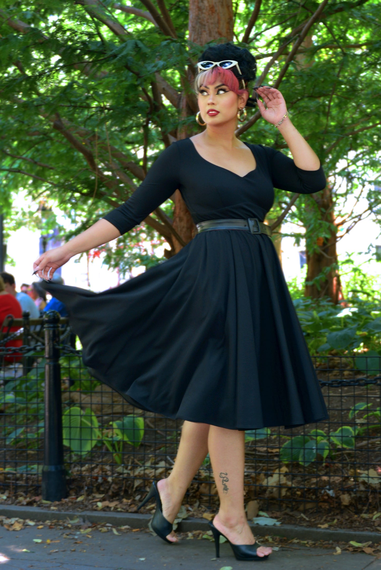 Priscilla Swing Dress in Black | Laura Byrnes Design