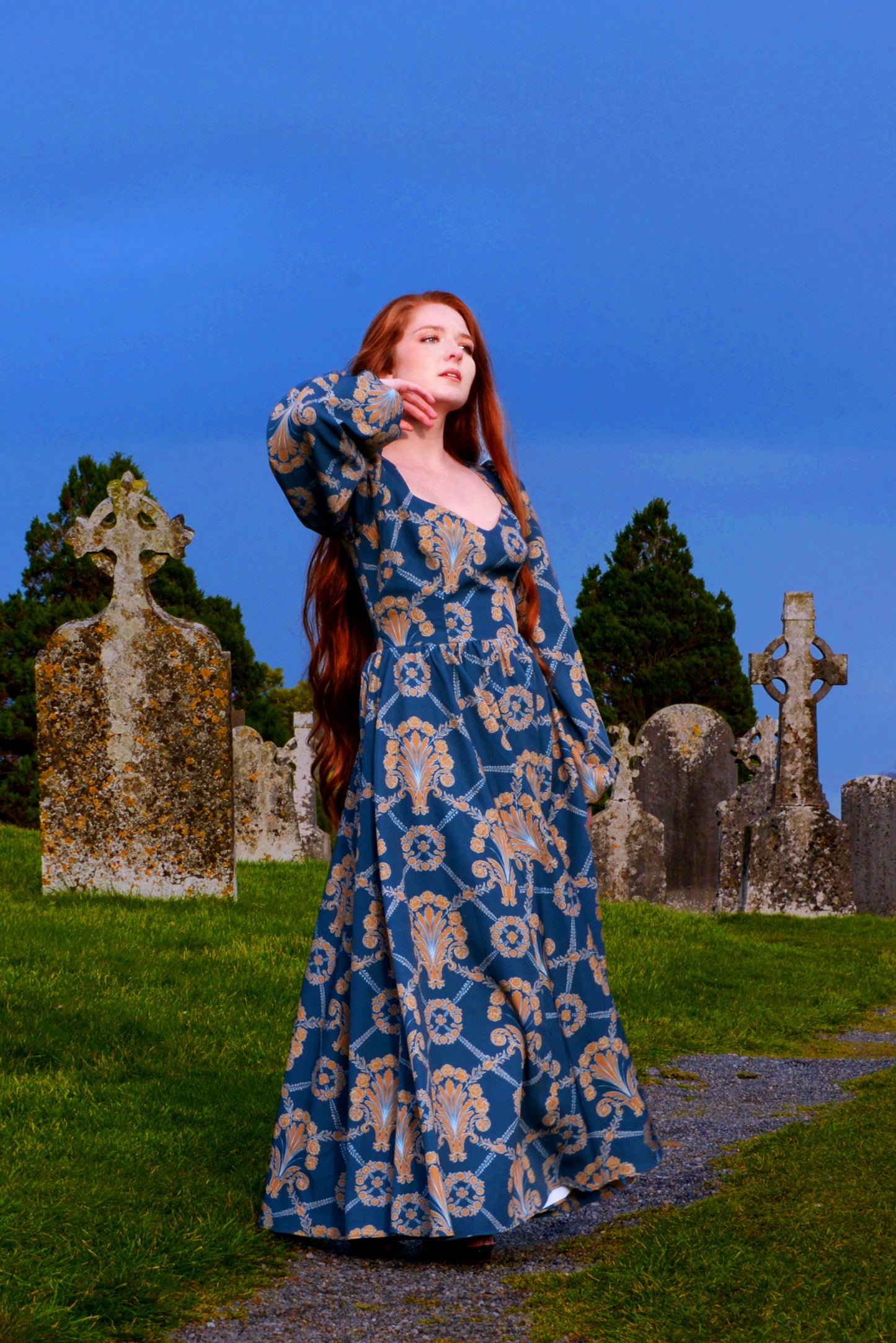 Final Sale - Lucrezia Maxi Gown in Take Me to Galway Crepe | Laura Byrnes & Hope Johnstun