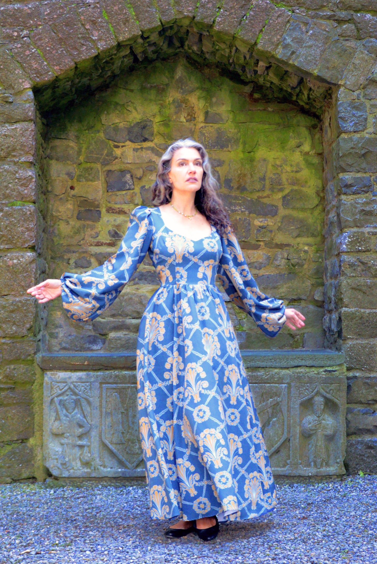 Lucrezia Maxi Gown in Take Me to Galway Crepe | Laura Byrnes & Hope Johnstun