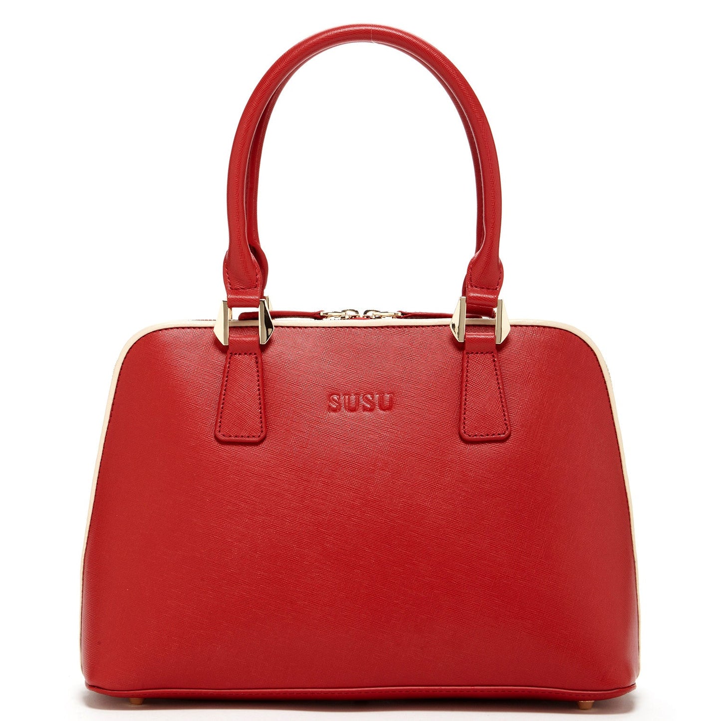 Melissa Red Saffiano Genuine Leather 70's Satchel Bag | Susu