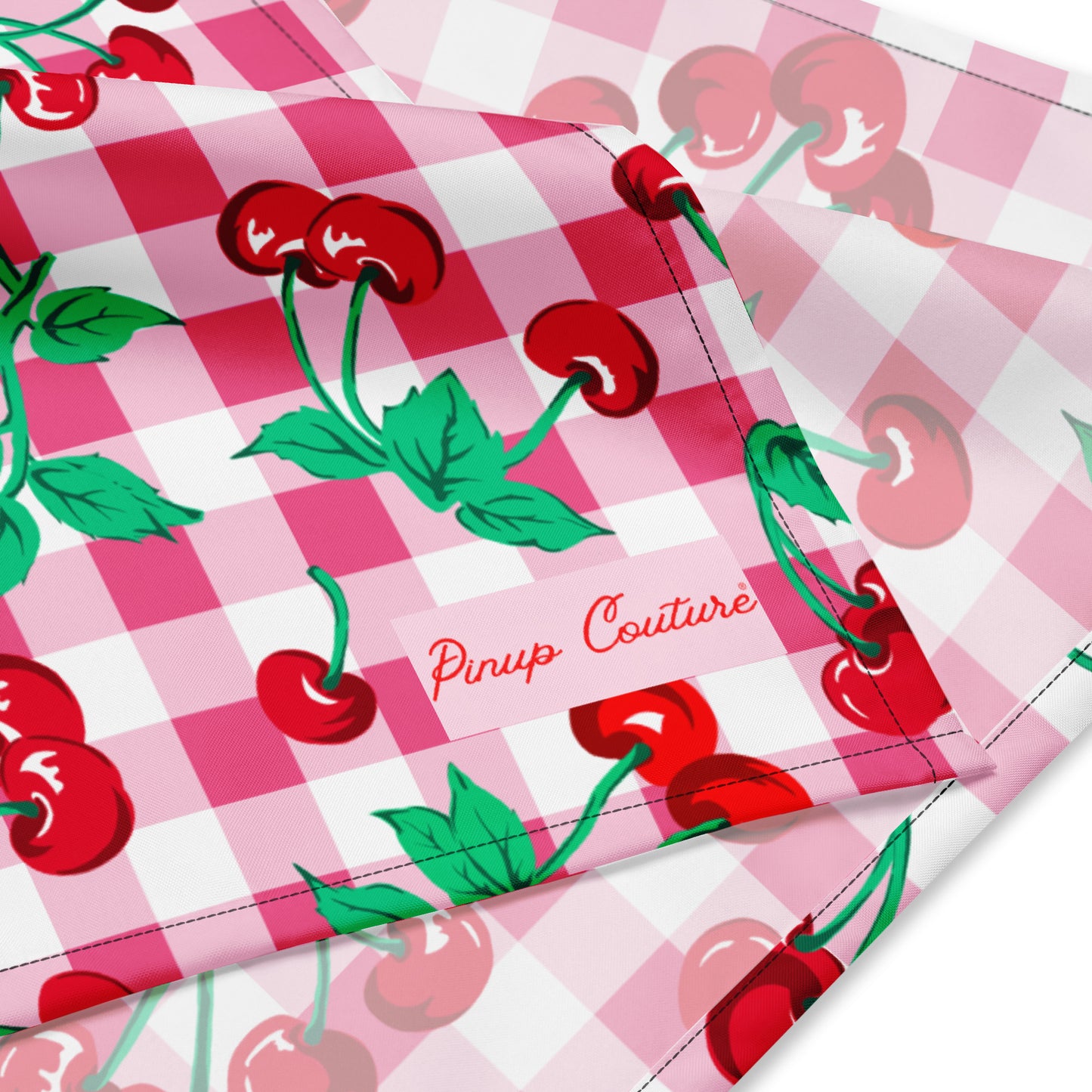 Cyndi Pink Gingham Cherry Girl Bandana | Pinup Couture Relaxed