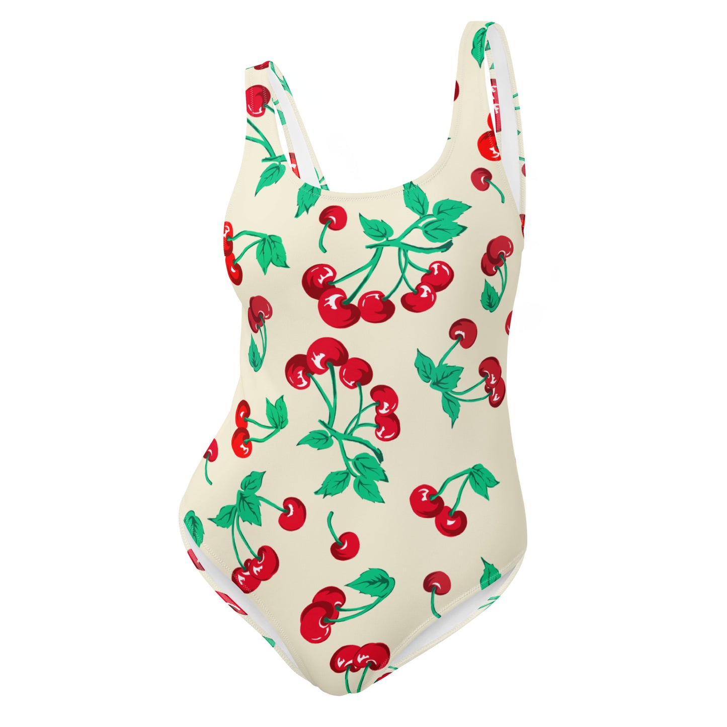 Rory Antique Ivory Cherry Girl One-Piece Swimsuit | Pinup Couture Swim