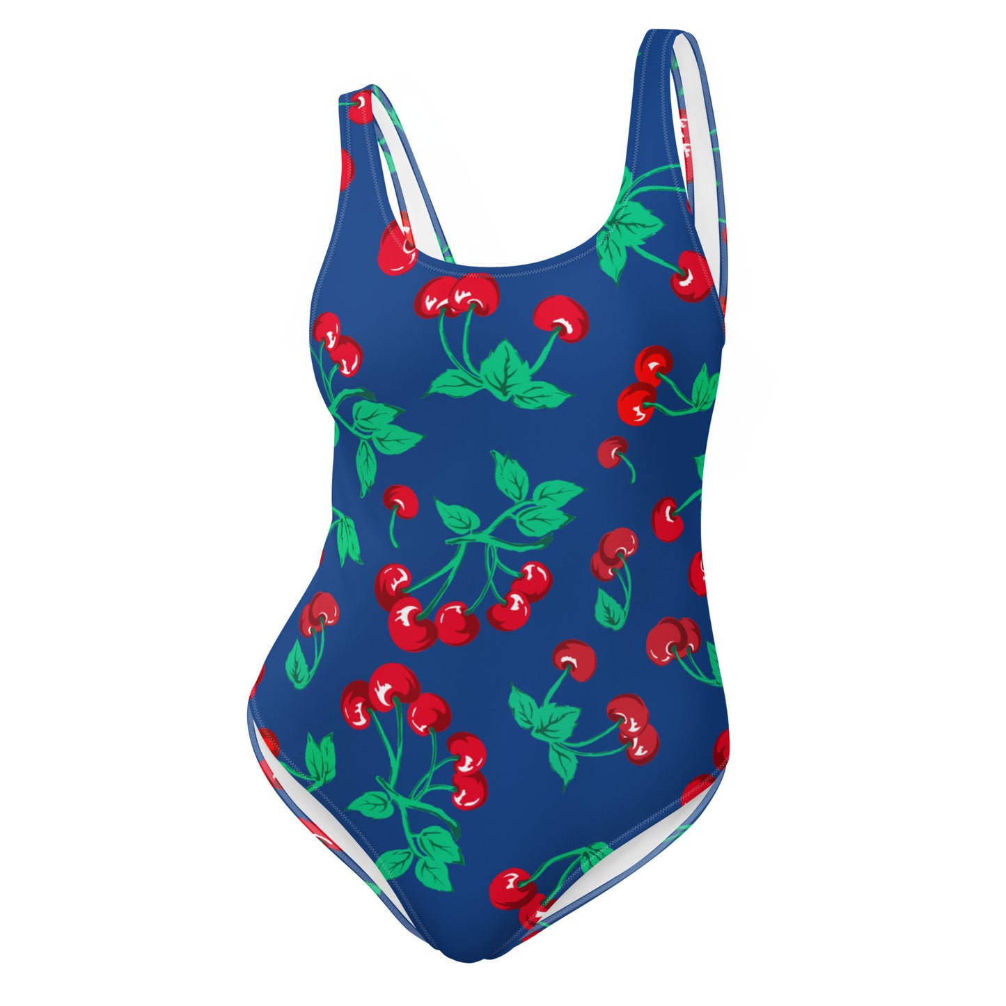 Rory Dark Blue Cherry Girl One-Piece Swimsuit | Pinup Couture Swim