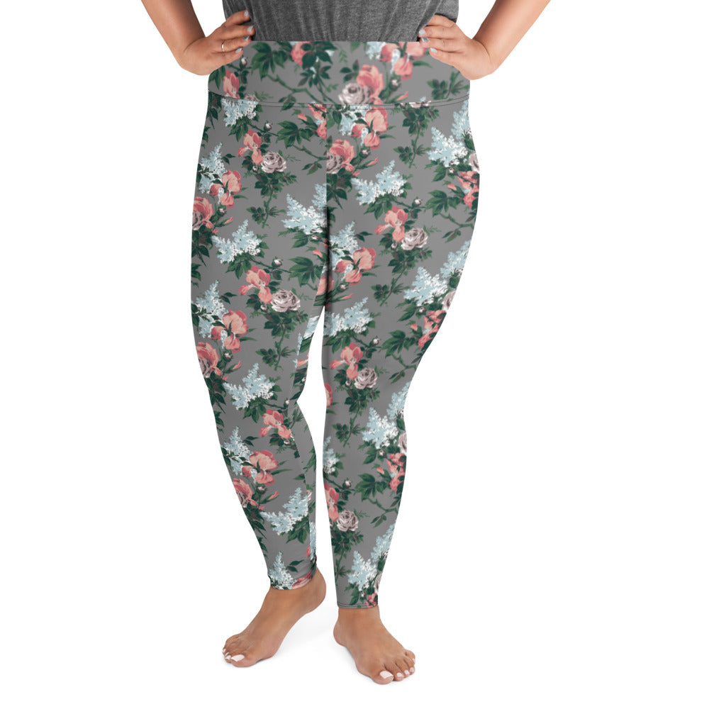 Grey J'Adore Bella Roses Stretch Leggings  Pinup Couture Relaxed –