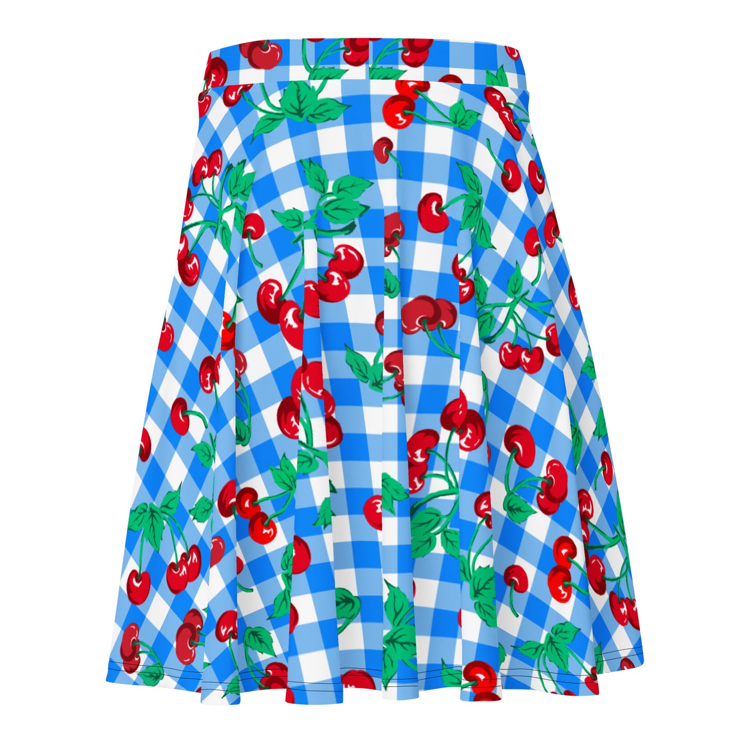 Frenchie Beach Coverup Swim Skater Skirt in Blue Gingham Cherry Girl | Pinup Couture Swim